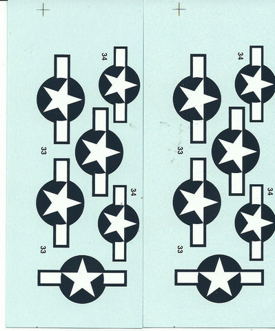 2 Loose WWII P-51 Mustang Stars and Bars Decals 1/48