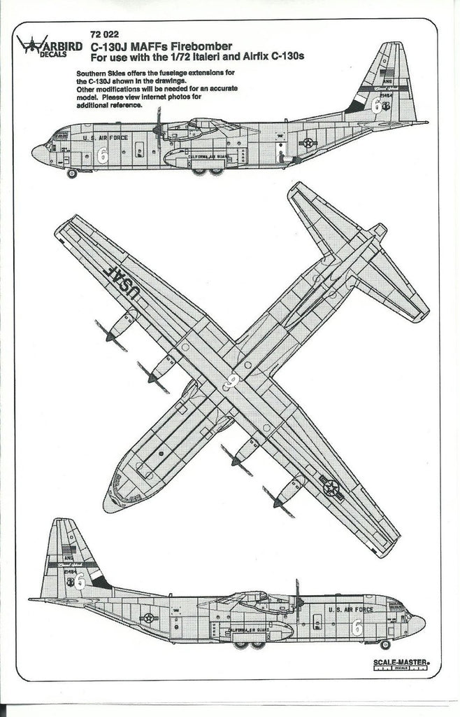 C-130J Hercules MAFF CA ANG Fire Bomber Decals 172 WBD 72 022