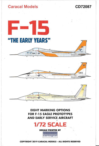 Caracal Models, F-15A 'Early/ Prototype' Eagle Decals 1/72 087 DO