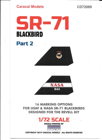 Caracal Models, SR-71 Blackbird Part 2, Decals 1/72 089, 16 Marking Options