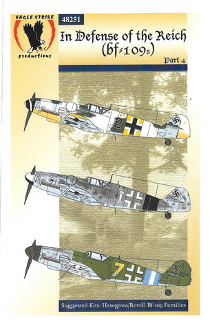 Eagle Strike Bf-109 G6/10, Defense of the Reich IV Decals 1/48 251, 3 Options