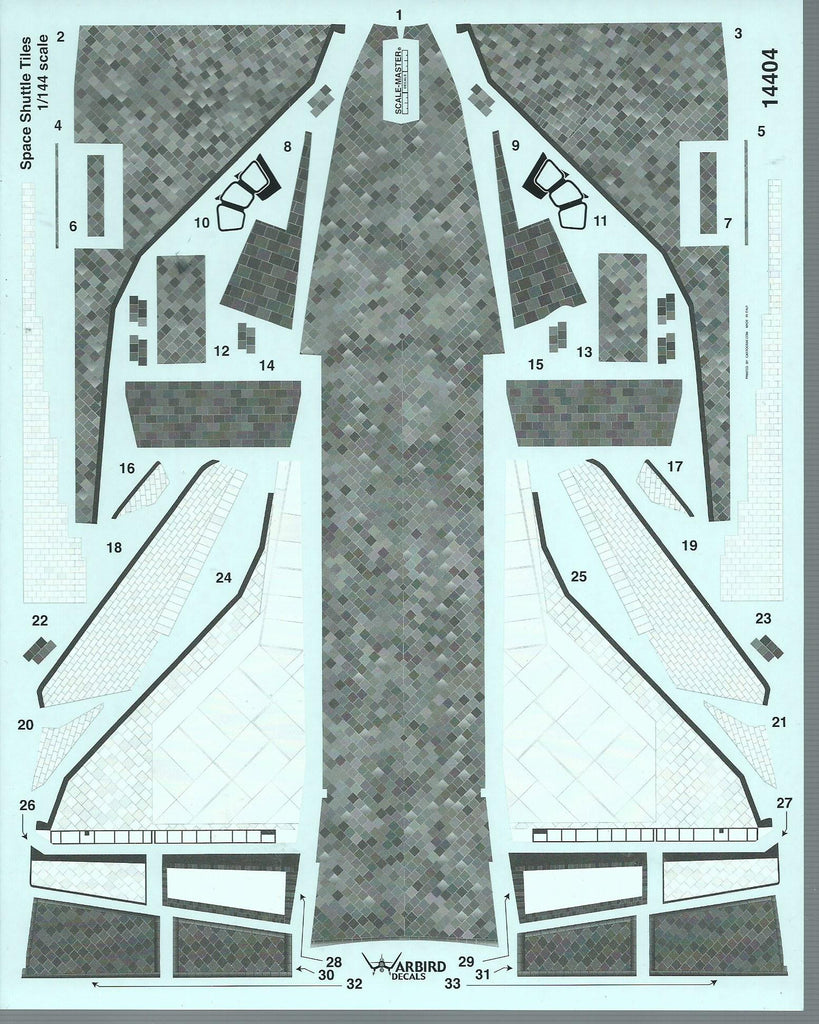 Warbird Decals Space Shuttle Tiles in 1/144 Fitted for the Revell kit