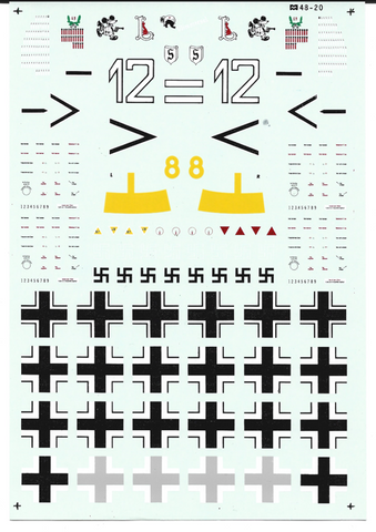 Blemished Loose Microscale Sheet Messerschmitt Bf-109 F/G Decals 1/48 20, No Instructions