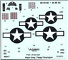 Warbird F4U-1A Corsair Decals 1/48 047, Greg 'Pappy' Boyington Aircraft, VMF-214