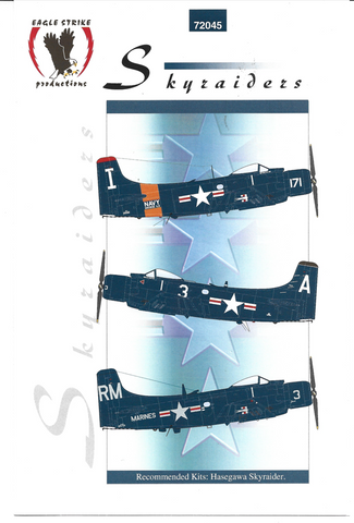 Eagle Strike Gloss Sea Blue, AD-2Q,  AD-1Q, AD-4N Skyraider Decals 1/72 045