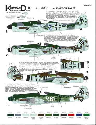 RARE KommanDeur Fw-19D-9/11 Decals in 1/48 03 FD