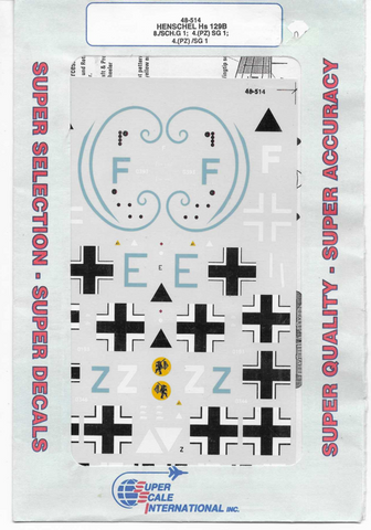 Super Scale Henschel Hs 129B Decals in 1/48  514