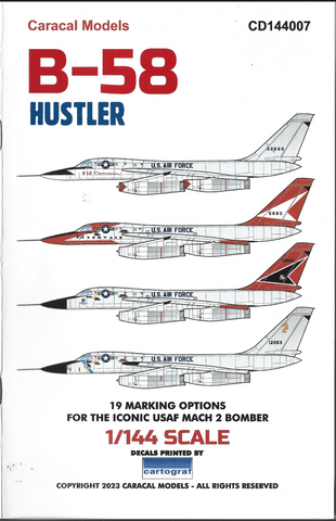 Caracal B-58 Hustler Markings, Decals 1/144 007, 19 Options Printed by Cartograf