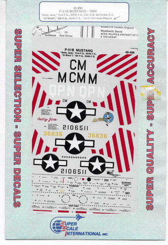 Super Scale P-51B Mustang, 1944, Decals 1/48 496, 2 Options