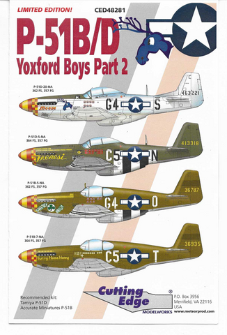 RARE Cutting Edge P-51 B/D Mustang, 'Yoxford Boys Part 2' Decals in 1/48 281