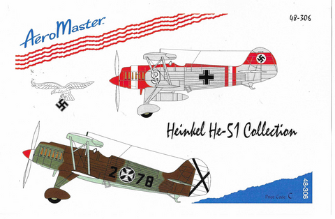 AeroMaster Heinkel He-51 Decals 1/48 306, 3 Option Markings