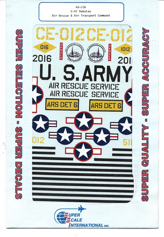 Super Scale C-47 Dakota Decals 1/48 236, Air Rescue & Air Transport Command