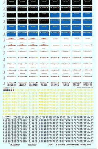 California License Plate Decals, Customize Your 1963 thru 2012 Plates 1/24 24001