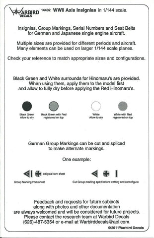 WWII Axis Insignias, Warbird Decals 1/144 02