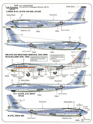 Warbird 5 Options, B-47B, B-47E , 1000th Stratojet Decals Part I in 1/72 007