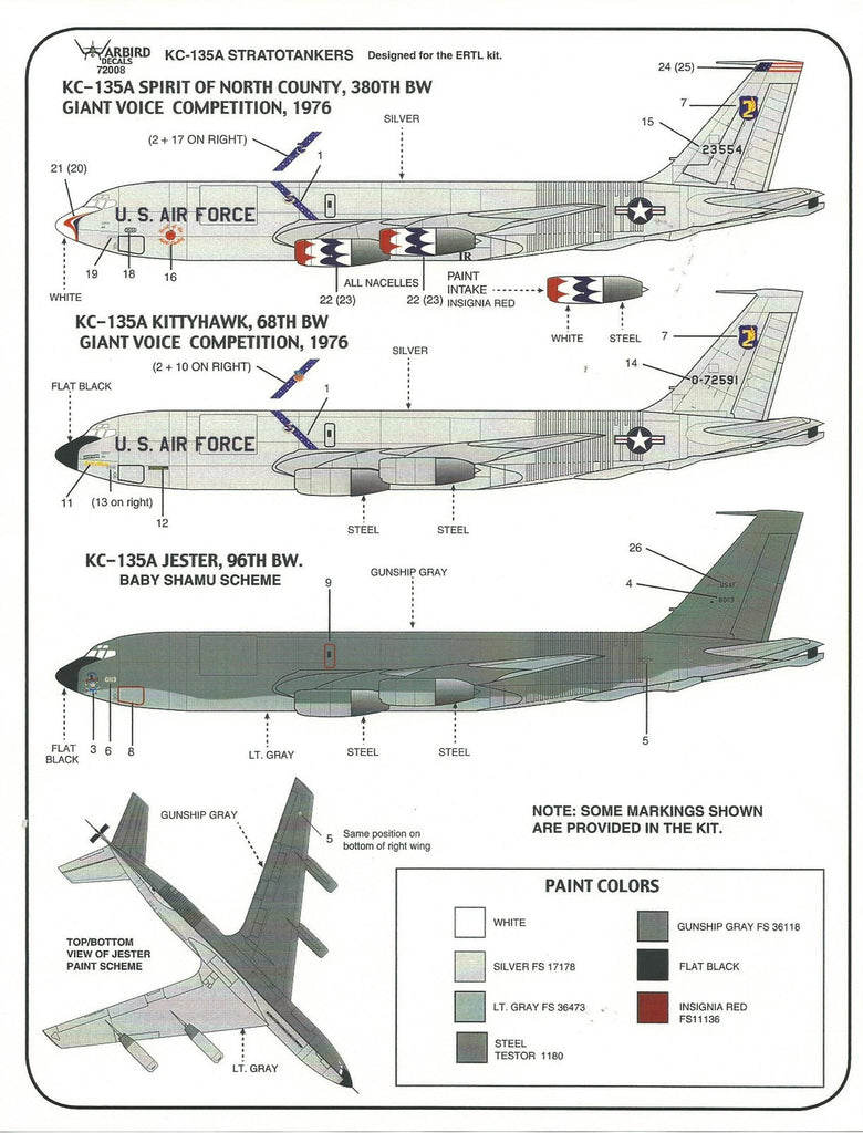 Warbird Colorful KC-135A Stratotanker Decals 1/72 008 Thunderbird Like Scheme