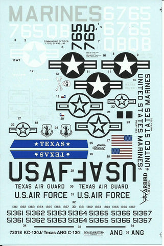 Warbird Texas ANG C-130H, USMC KC-130J , VMGR 352 ,Raiders Decals 1/72 018