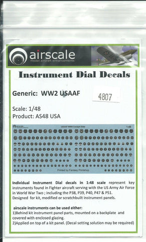 Generic WWII USAAF Instrument Dial Decals 1/48