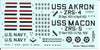 Warbird Decals USS Akron, Macon Airship Decal Set for the AMT Kit, SP001,