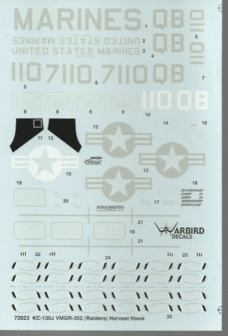 Warbird KC-130J VMGR-352 Raiders Harvest Hawk Decals in 1/72 023