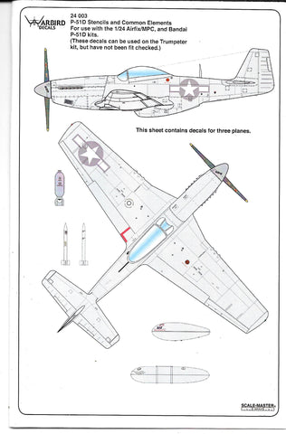 Warbird P-51D Mustang Stencils and Common Markings, Decals in 1/24 003