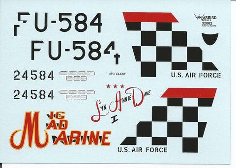 John Glenn's F-86F-30 Sabre Decals 1/32 002, 'Mig Mad Marine'