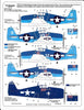 Warbird F6F-3/5 Hellcat Decals 1/32 012, 5 Options, David McCampbell, Lt. Alexander Vraciu