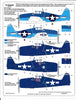 Warbird F6F-3/5 Hellcat Decals 1/32 012, 5 Options, David McCampbell, Lt. Alexander Vraciu