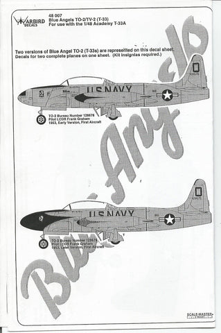 Blue Angels, Natural Metal T-33 Shooting Star Decals 1/48, 2 Options WBD 007