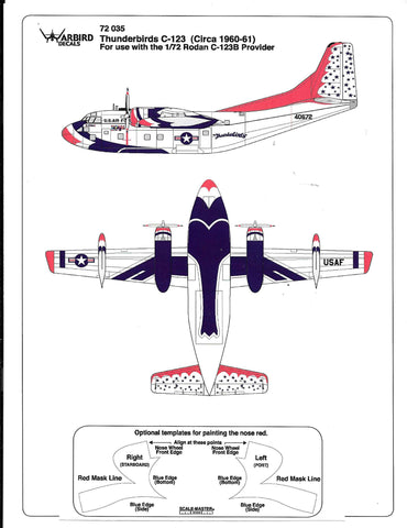 Warbird USAF Thunderbirds C-123 Provider (1960-61) Decals 1/72 035