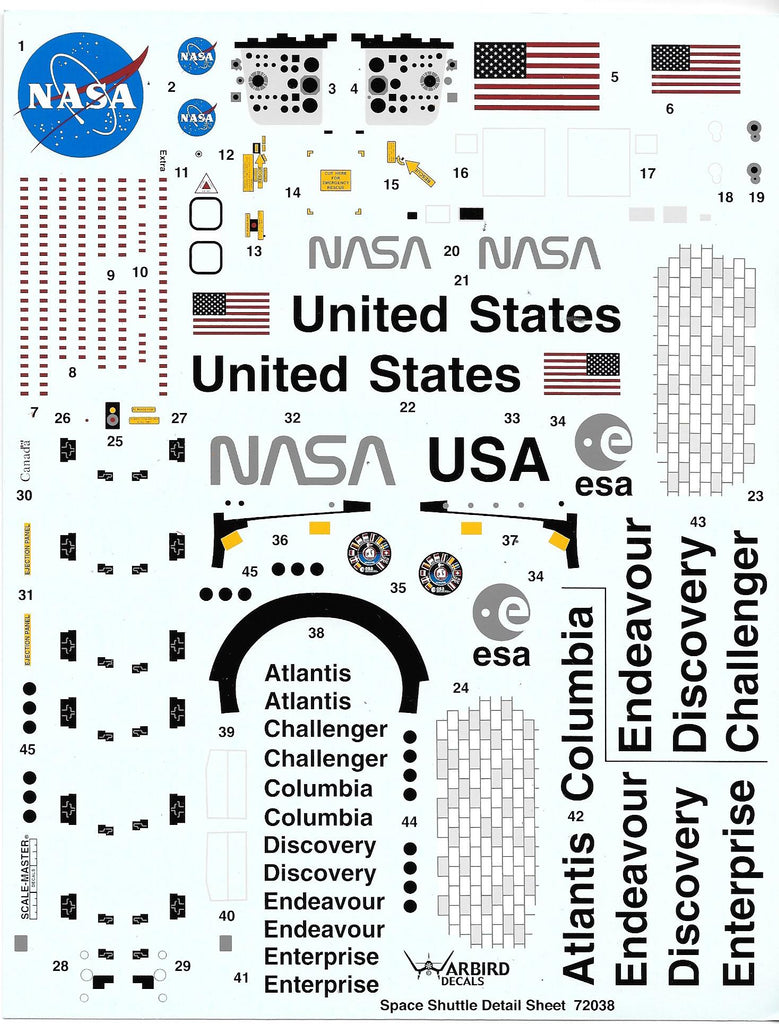 Space Shuttle Model Decals
