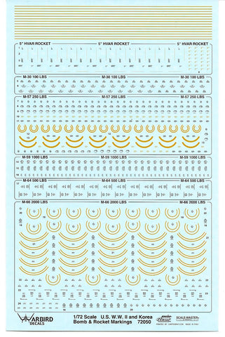 Warbird WWII, Korea Bomb & Rocket Markings, Decals in 1/72 050