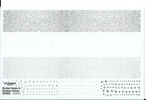 Warbird Bullet Holes & Broken Glass, Waterslide Decals Approximately 1/35 SP 005